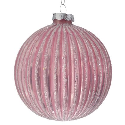 PINK GLASS BALL ORNAMENT 10 CM SET 4