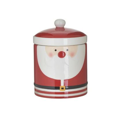 PORCELAIN SANTA COOKIE JAR RED/WHITE Φ14Χ19