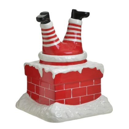 CERAMIC COOKIE JAR WHITE/RED 23X17X27