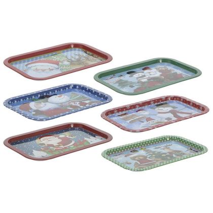 METAL XMAS TRAY 6 COLORS 34X23X2