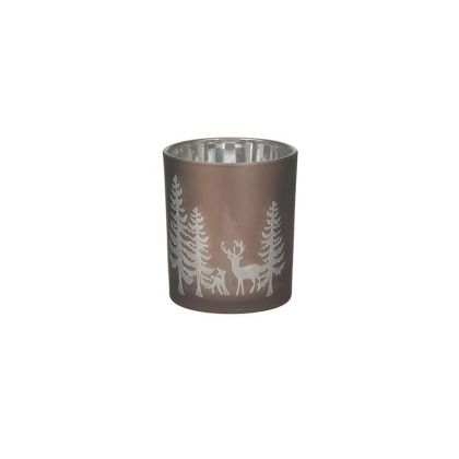 GLASS CANDLE HOLDER RED/WHITE Φ9X10