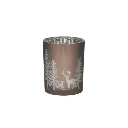 GLASS CANDLE HOLDER RED/WHITE Φ10X13