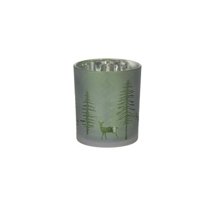 GLASS CANDLE HOLDER GREEN Φ9X10