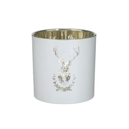 GLASS CANDLE HOLDER WHITE/GOLDEN Φ15X15