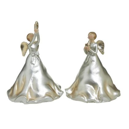 S/2 RESIN ANGEL 2 DESIGNS GOLDEN 13X12X18