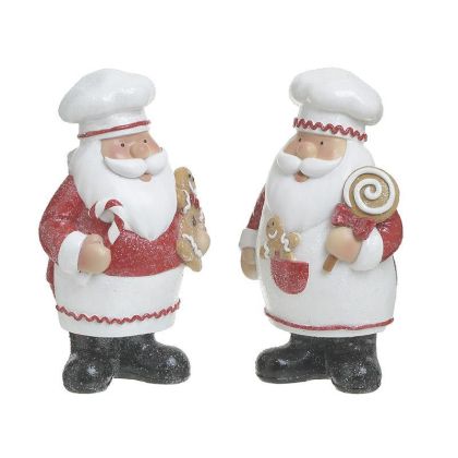 S/2 RESIN SANTA 2 DESIGNS WHITE/RED 10X8X18