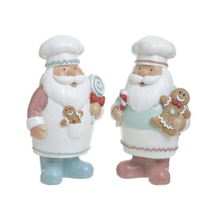 S/2 RESIN SANTA 2 DESIGNS WHITE/LIGHT BLUE 10X8X18