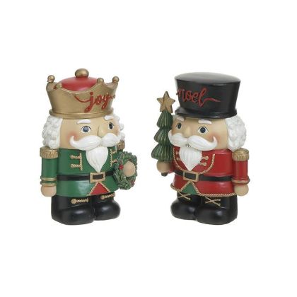 S/2 RESIN NUTCRACKER 2 DESIGNS GREEN/RED 10X6X14