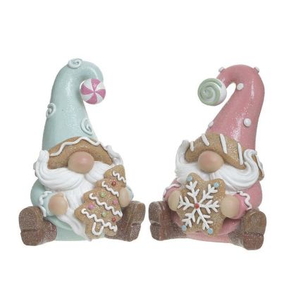 S/2 RESIN SANTA 2 DESIGNS PINK/LIGHT BLUE 13X12X20