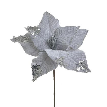 VELVET/PL BRANCH/FLOWER SILVER H55