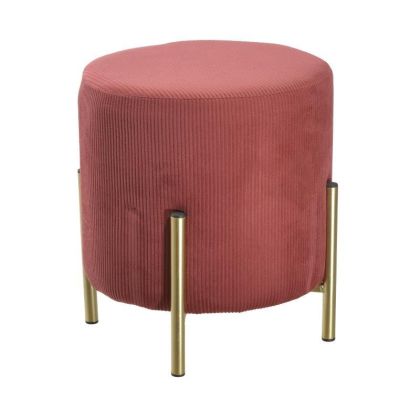 CORDUROY/METAL STOOL PINK/GOLDEN Φ28Χ32