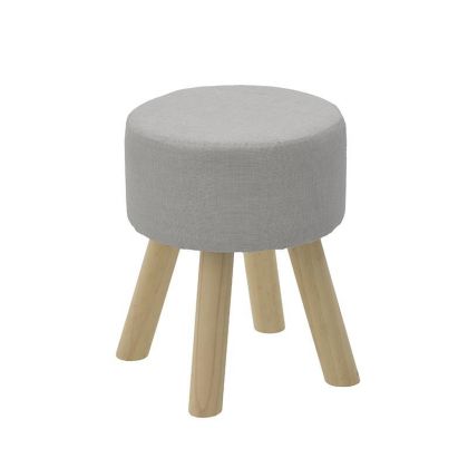 FABRIC/WOODEN STOOL GREY Φ30X40