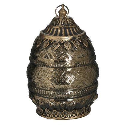 GLASS/METAL LED LANTERN BLACK/GOLDEN Φ13X18