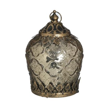 GLASS/METAL LED LANTERN BLACK/GOLDEN Φ13X19