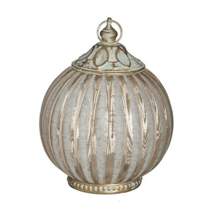 GLASS/METAL LED LANTERN WHITE/GOLDEN Φ11X14
