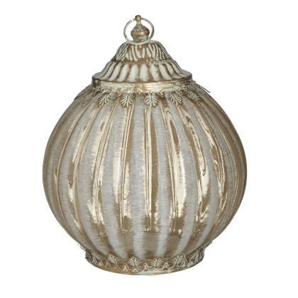 GLASS/METAL LED LANTERN WHITE/GOLDEN Φ15X19