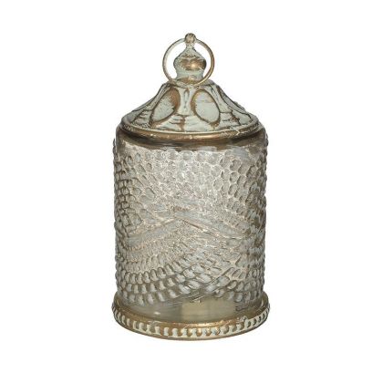 GLASS/METAL LED LANTERN WHITE/GOLDEN Φ7X13