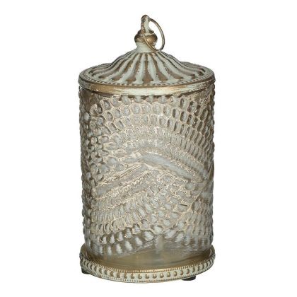 GLASS/METAL LED LANTERN WHITE/GOLDEN Φ9X16
