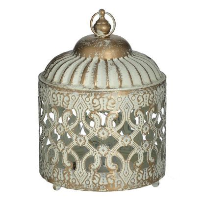 METAL LED LANTERN WHITE/GOLDEN Φ10X14
