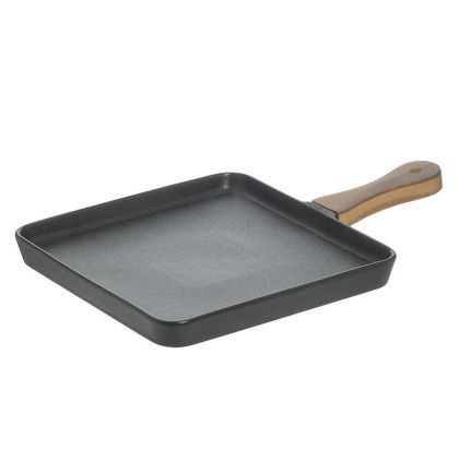 METAL/WOODEN SERVING PLATE BLACK/NATURAL 31X20X2