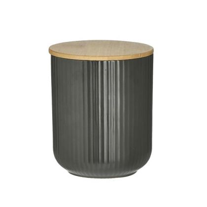 PORCELAIN/WOODEN STORAGE JAR BLACK/NATURAL Φ10Χ12