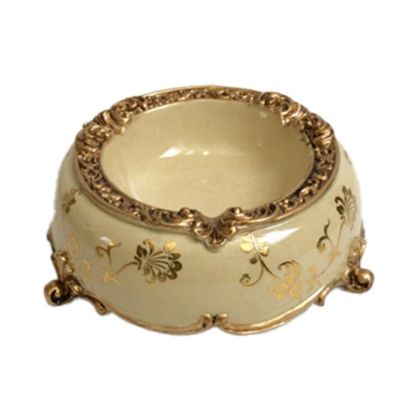 RESIN ASHTRAY BEIGE/GOLDEN Φ18Χ16