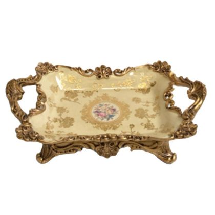 RESIN PLATE BEIGE/GOLDEN 41X25X12