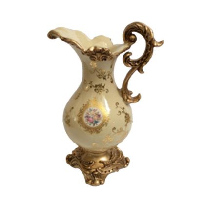 RESIN VASE BEIGE/GOLDEN 21X15X32