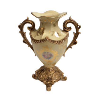 RESIN VASE BEIGE/GOLDEN 27X17X35