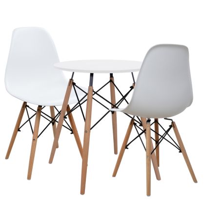 Комплект от 3 части трапезна маса бяла и стол Hm10297