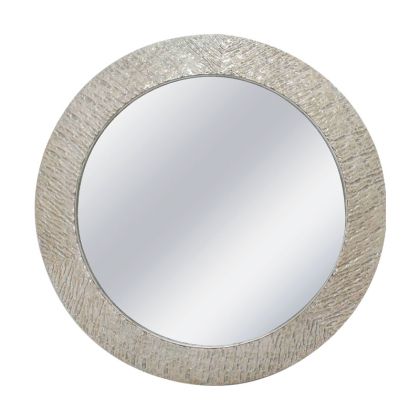 КРЪГЛО МЕТАЛНО СТЕННО ОГЛЕДАЛО АНТИЧНО СРЕБРО - Φ80x6cm