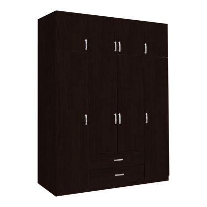 Четирикрилен гардероб с чекмеджета в нюанс венге 200x58x230см