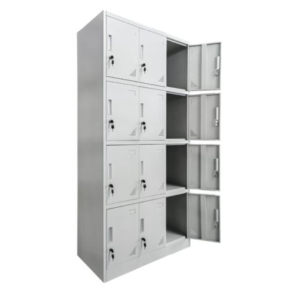 ШКАФЧЕ МЕТАЛНО С 12 ШКАФА С КЛЮЧ БРАВИ BEXLEY HM5637.11 СВЕТЛО СИВО 90x40x185Hcm.