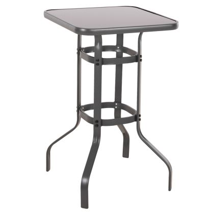 БАР МАСА КВАДРАТНА FIGGY HM6066.01 СИВО МЕТАЛИК-ЗАКАЛЕНО СТЪКЛО 60x60x100Hcm.