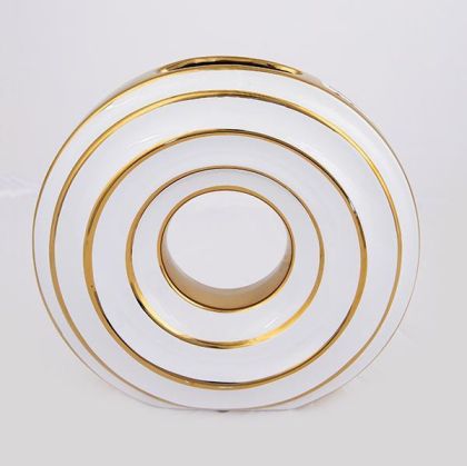 ВАЗА, КЕРАМИКА, БЯЛО И ЗЛАТНО, 21,2x7,5x20 см