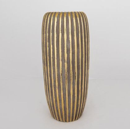 ВАЗА, КЕРАМИКА, КАФЯВО И ЗЛАТНО, 17,5x17,5x39,5 см