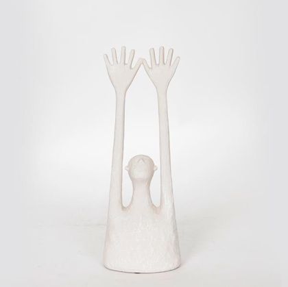 ДЕКОРАТИВНА СКУЛПТУРА, СМОЛА, СИВА, 11x7,5x31,5 см