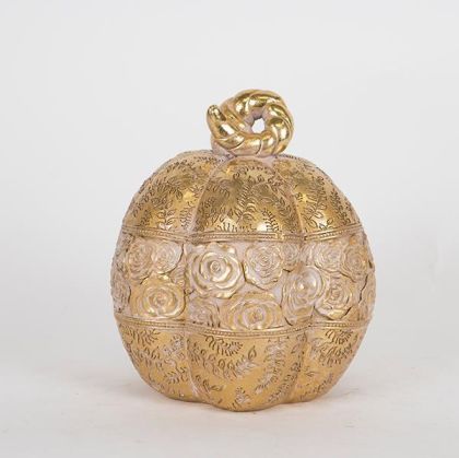 ДЕКОРАТИВНА ТИКВА, ЗЛАТИСТ И СИВ, 15.5x15x17cm