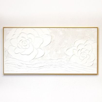 КАРТИНА НА ПЛАТНО, ЦВЕТЯ, БЯЛО, 120x60x3,5 см
