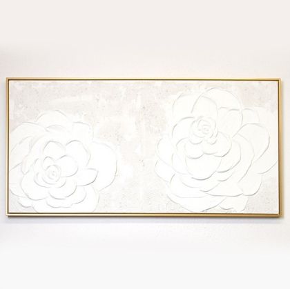 КАРТИНА НА ПЛАТНО, ЦВЕТЯ, БЯЛО, 120x60x3,5 см