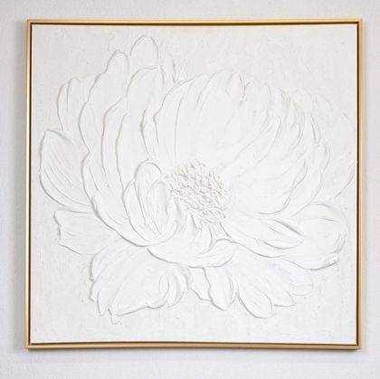 КАРТИНА НА ПЛАТНО, ЦВЕТЯ, БЯЛО, 80x80x3,5cmcm