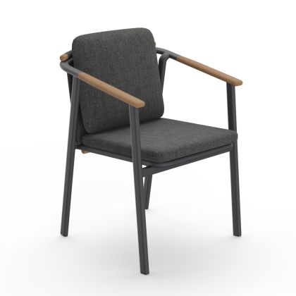АЛУМИНИЕВ ТРАПЕЗЕН СТОЛ SENTI ТЪМНО СИВА ДАМАСКА OLEFIN 57x59x78Hcм HM6204.01