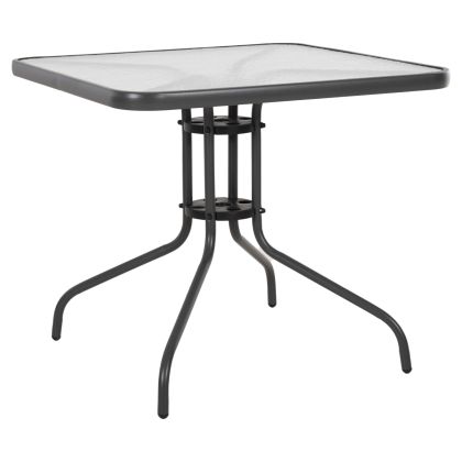 ГРАДИНСКА МАСА КВАДРАТНА FIGO HM5972.01 СИВ МЕТАЛНО-СТЪКЛЕН ПЛОТ 80Χ80Χ71Hcm