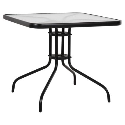 ГРАДИНСКА МАСА КВАДРАТНА FIGO HM5972.03 ЧЕРЕН МЕТАЛ-СТЪКЛО ПЛОТ 80Χ80Χ71Hcm