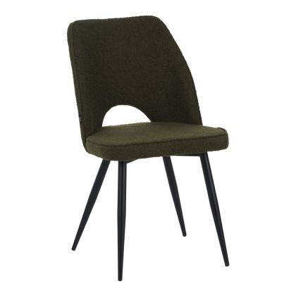 Стол Renish букле в тъмно зелен цвят с черни метални крака 61x47x91.5см