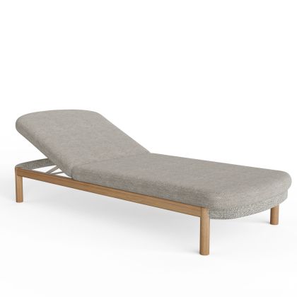 ШЕЗЛОНГ PEARL SM6218 ТИКОВО ДЪРВО В ЕСТЕСТВЕН ОЛЕФИН МАТРАК В БЕЖОВО 195x70x28-40Hcm.