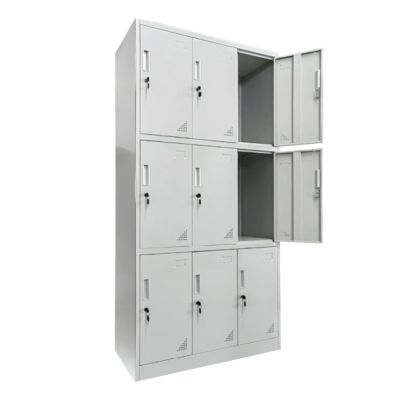 ШКАФЧЕ МЕТАЛНО MALMOE HM5636.11 9 ШКАФЧЕТА С КЛЮЧ ЗА КЛЮЧ В СВЕТЛО СИВО 90x40x185Hcm.