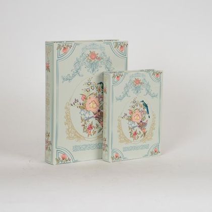 ДЕКОРАТИВНА КУТИЯ КНИГА, ДЪРВЕНА, СВЕТЛО СИНЯ, КОМПЛЕКТ 2БР., 27x5x19cm
