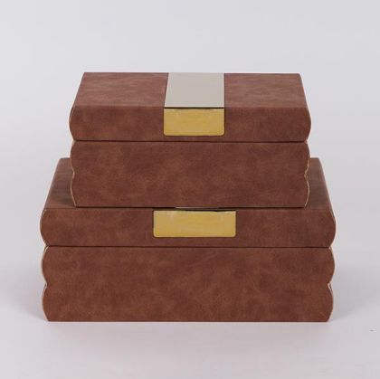 ДЕКОРАТИВНА КУТИЯ, КАФЯВА, КОМПЛЕКТ 2БР, 25x15x10, 20x12x8 cm