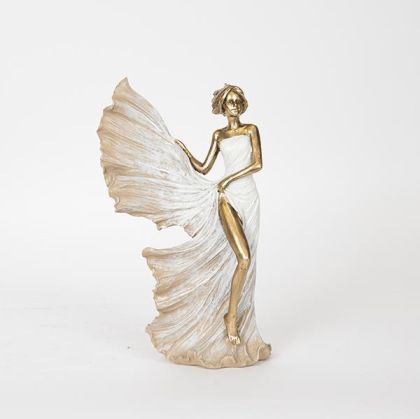 ДЕКОРАТИВНА ФИГУРА, БАЛЕРИНА, СЛОНОВА КОСТ-БЕЖОВО-ЗЛАТНО,16x9x25.5cm
